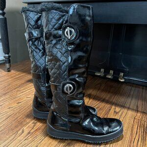 AQUATALIA Quilted Tall Faux Fur Lined Black Winter Boots Size 8